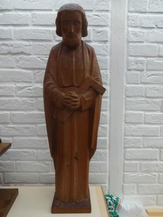 Riesig & Schwer Antik & Von Hand Geschnitzt - Heiliger Josef Skulptur Statue Bild