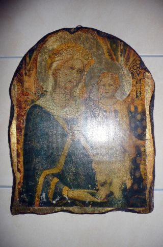 „ikone“ Maria Mit Kind Auf Altem Holz Ca.  40 X 31 X 3 Cm Bild