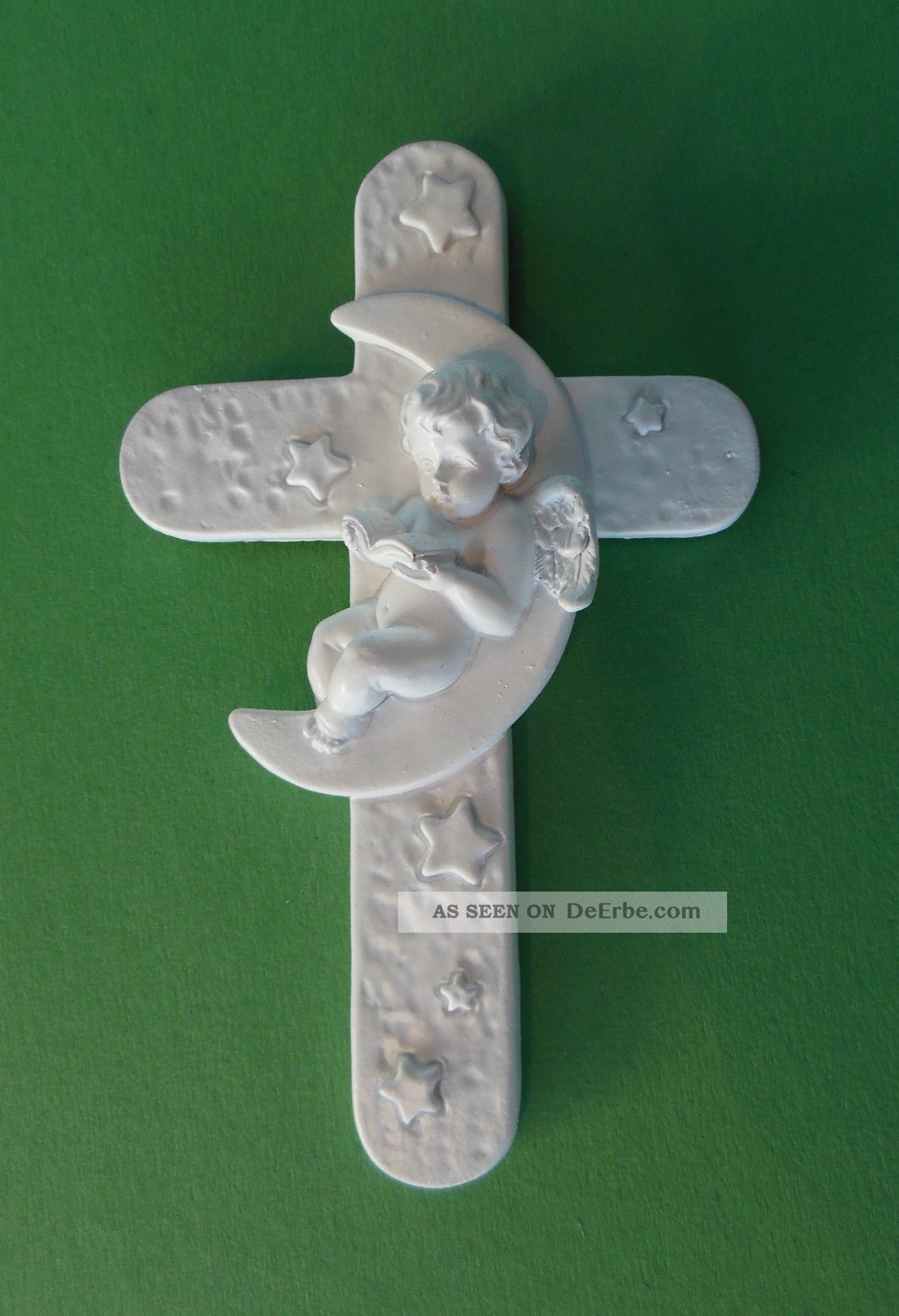 Kinderkreuz Engel Im Mond Ca.  13 X 8 Cm Nr.  18 - 0 Baby Taufe Skulpturen & Kruzifixe Bild
