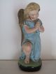 Antik Heiligenfigur Engel Schutzengel Gips Figur Skulptur 27 Cm Statue Stuck Skulpturen & Kruzifixe Bild 6