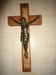 3 Alte Wandkreuze,  Kruzifix,  Holzkreuz Mit Metall Jesus Figur,  Wandkreuz Skulpturen & Kruzifixe Bild 1