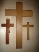 3 Alte Wandkreuze,  Kruzifix,  Holzkreuz Mit Metall Jesus Figur,  Wandkreuz Skulpturen & Kruzifixe Bild 4