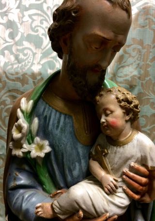 Heiligen Figur,  Madonna,  Josef Mit Kind,  Gründerzeit,  Seltene Figur Bild