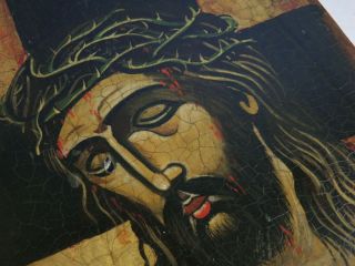 Antike Ikone,  Jesus Bild Auf 100 Jahre Altem Holz,  Eiche Bild