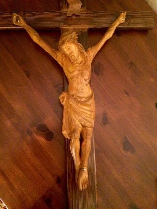 Grosses Holzkreuz,  Jesus Geschnitzt,  Kruzifix,  Wandkreuz Bild