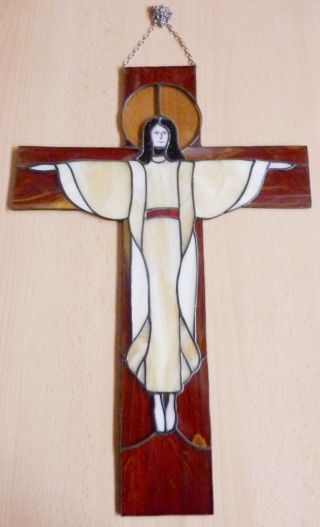 Kreuz,  Kruzefix,  Bleiverglasung,  Handarbeit,  Glas,  Durchsichtig,  Mit Kette Bild
