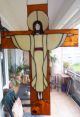Kreuz,  Kruzefix,  Bleiverglasung,  Handarbeit,  Glas,  Durchsichtig,  Mit Kette Religiöse Volkskunst Bild 1