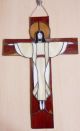 Kreuz,  Kruzefix,  Bleiverglasung,  Handarbeit,  Glas,  Durchsichtig,  Mit Kette Religiöse Volkskunst Bild 2