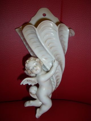 Weihwasserkessel Weihwasserbehälter Porzellan Weiß Mit Engel Um 1940 Bild
