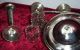 3 Arm Leuchter E.  P.  Zinc / 6 Filigrane Serviettenringe,  2 Silber Vasen Edel Objekte ab 1945 Bild 4