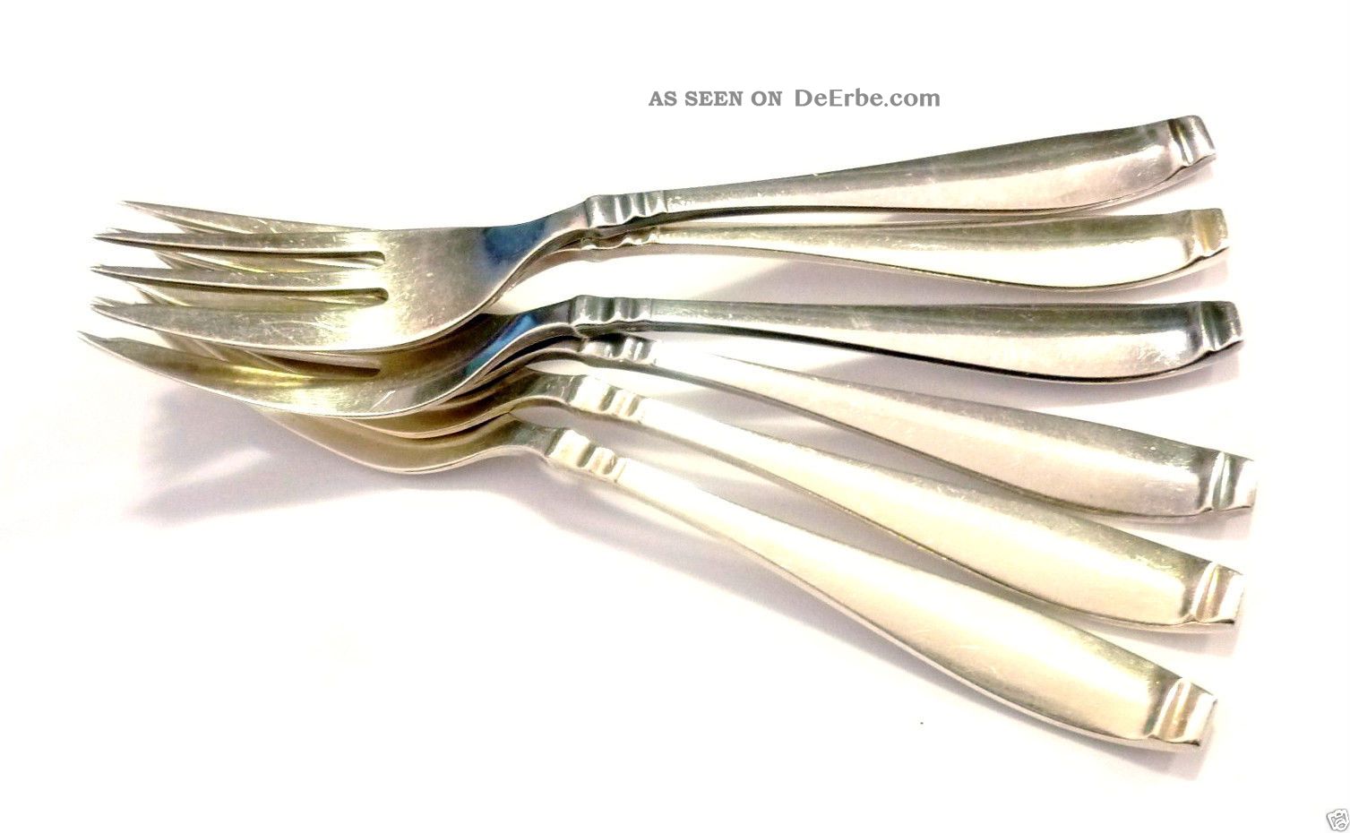6 Schöne Kuchengabeln Martin Art Deco 100er,  90er Silber Auflage Versilbert Objekte ab 1945 Bild