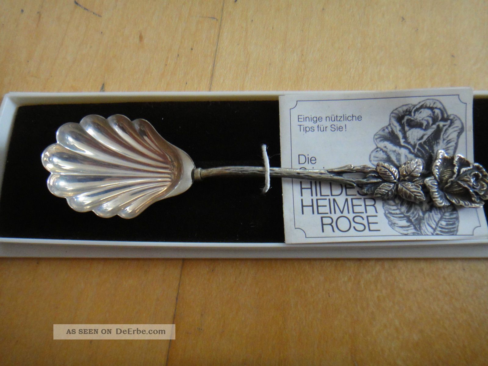 Handarbeit - Zuckerlöffel - Hildesheimer Rose - Silber 835 - Objekte ab 1945 Bild