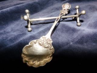 800 Silber Antiker Zuckerlöffel Rose Filigran Sahnelöffel Juweliernachlass Bild