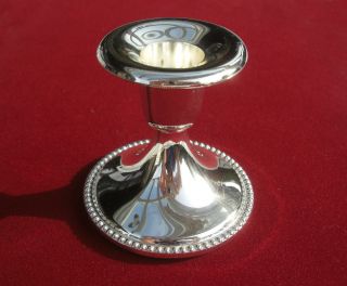 Antiker Kerzenhalter,  Kerzenleuchter Versilbert Mit Perlrand H 7cm Silver Plated Bild
