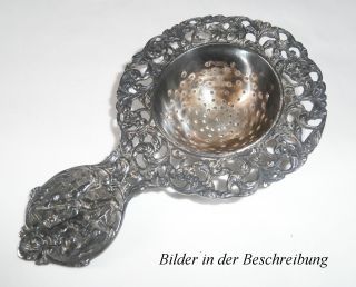 Antik Teesieb Barock Stil Tee Siebteezubereitung Versilbert Mit Ornamente Bild