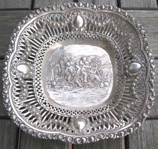 Alte Durchbrochene Silberschale Gebäckschale Silber 800er 193gr.  Puttos Ranken Bild