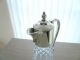♛ Schöne Englische Glas - Karaffe / Jug Mit Silbernem Herrlichem Ausguss ♛ Objekte ab 1945 Bild 2
