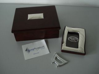 SchÖnes Geschenkset 925er Silberrahmen,  Holzbox Mit 925er Silbermontur Italy Top Bild