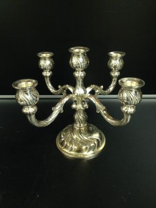 Eleganter,  Großer 5 - Flammiger Kerzenständer Aus 835 Silber,  Ca.  24 X 30 Cm Bild