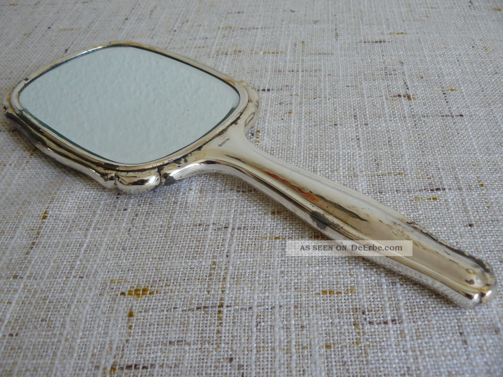 ELEGANT Handspiegel Silber - Runder Spiegel 27cm Durchmesser Mit Griff & Aufhängeöse, Für Kosmetik Oder Deko