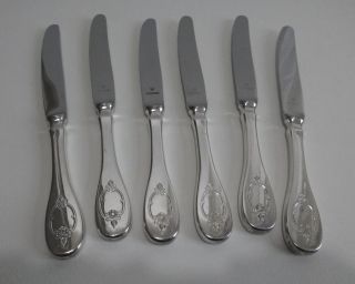 6 Stück Wilkens Messer Schloß Rosenborg Menümesser 21,  5 Cm Silber 90 Bild