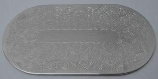 Versilbertes Tablett Mit Sehr Schönem Eingraviertem Muster - 28,  7 X 15,  8 Cm Bild