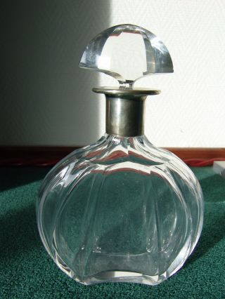 Alte Kristall Karaffe Mit 830er Silber - Montur Art Deco Zeit Bild