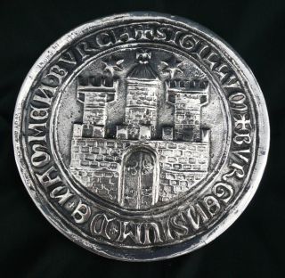 Hamburger Stadt Siegel Von 1304,  Schwer,  Versilbert,  569 G,  9 Cm,  Replike Bild