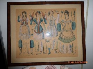 Modestich Modezeichnung Stich Mode Anziehpuppen 1860 Kleiderskizzen Bild