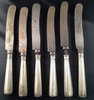 Konvolut Sehr Alte Messer 800er Silber 10 Speisemesser 2 Vorlagemesser Bild