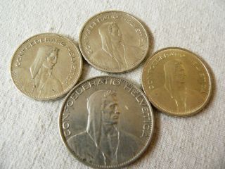 4 X 5 Franken - 1925,  1933,  1939,  1966 - B 900,  835,  Silber Bild