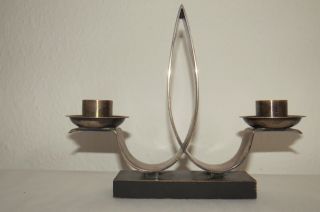 Sehr Schöne Kerzenständer Auf Holz Sockel Versilbert Hotel Silber Art Deco Bild