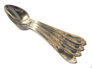 4 Schöne Kaffeelöffel / Teelöffel Becker Rokoko 90er Silber Auflage Versilbert Bild