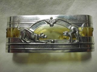Serviettenring - Hund,  Katze - Silber - Gepunzt/lovely Napkin Ring - Silver - Dog And Cat Bild