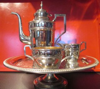 Art - Deco Teeset Teekanne,  Milchkännchen,  Zuckertopf Und Tablett Top Bild