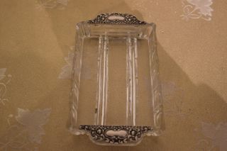 Art - Deco Kristall Schale / Tablett Mit 835 Silber Handheber / - 3920 - Bild