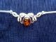 Halskette / Silber Kette M.  Bernstein Anhänger - 925 Silber Gepunzt / Für Tracht Objekte nach 1945 Bild 1
