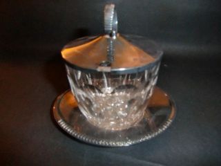 Marmeladenglas Auf Silberpresentoir Silberdeckel 925 Sterling Silber Gepunzt Bild