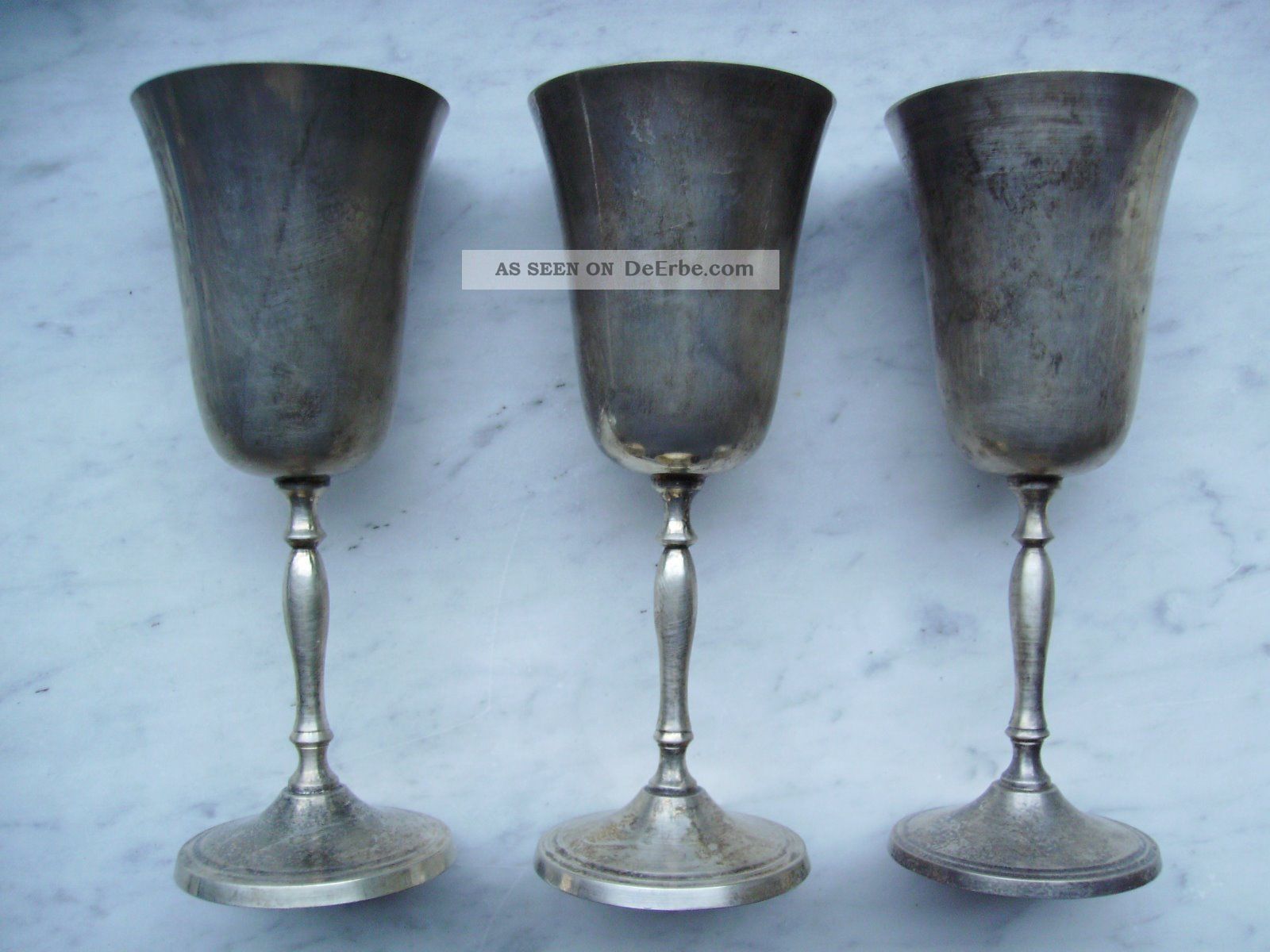 Drei Alte Versilberte Becher Trink Pokale Wein Kelche Mittelalter Larp Silber Objekte ab 1945 Bild