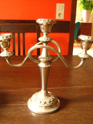 Prächtiger 3 - Arm Kerzenständer Kerzenhalter Kerzenleuchter Kandelaber Silber Pl Bild