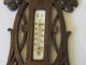 SchÖne Antik Holz Barometer / Thermometer Um 1910 Wettergeräte Bild 4