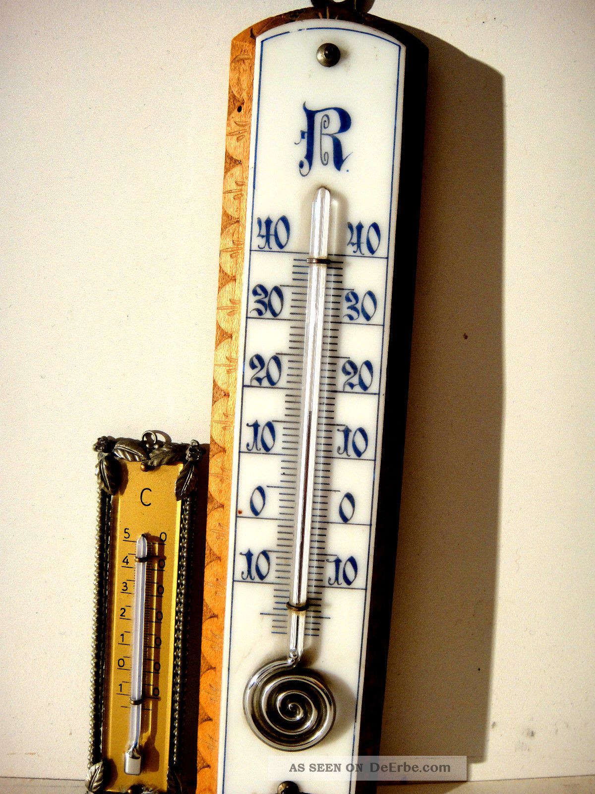 2 Alte,  Antike Thermometer.  Das Alter Dürfte Ca.  Um 1820 /1850 Sein D.  A.  1900 Wettergeräte Bild