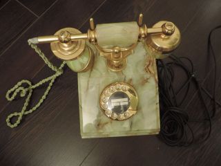 Antikes Marmor / Onyx Telefon - Wählscheibentelefon Venezia Bild