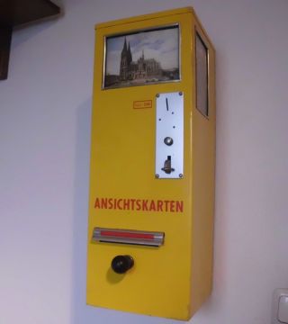 Schöner Alter Ansichtskarten Automat Ansichtskartenautomat Metall Bild