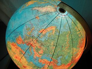 Globus Leuchtglobus Jro Wechselbild Alt Antik Groß Weltkugel Beleuchtet Messing Bild