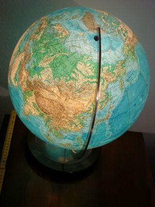 Beleuchteter Großer Globus Mit Holzfuss Aus Den 60er / 70er Jahren Glas Hilden Bild