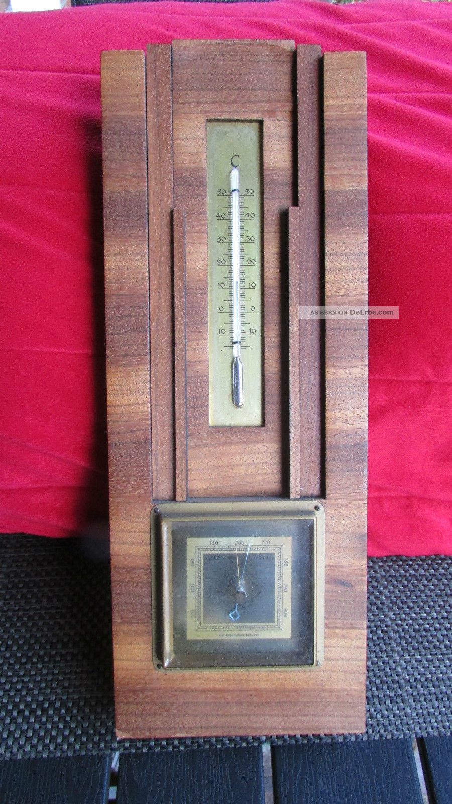 Wetterstation Barometer Thermometer Antik Aus Der Art Deco Zeit Wettergeräte Bild