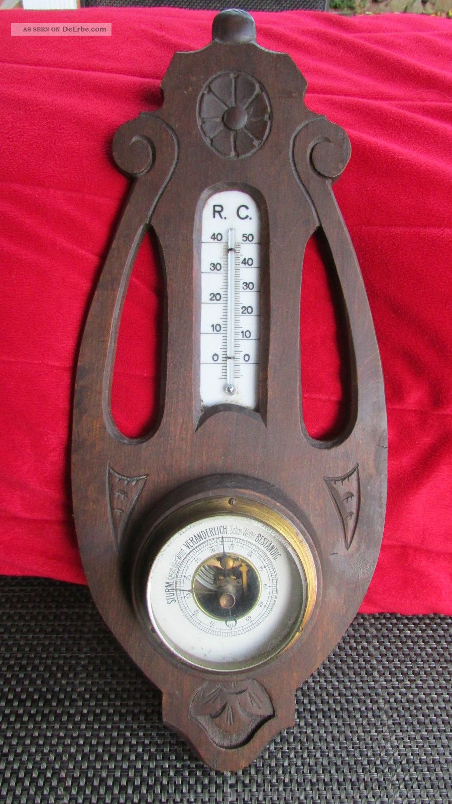 Wetterstation Barometer Thermometer Antik Aus Der Jugendstil Zeit Wettergeräte Bild
