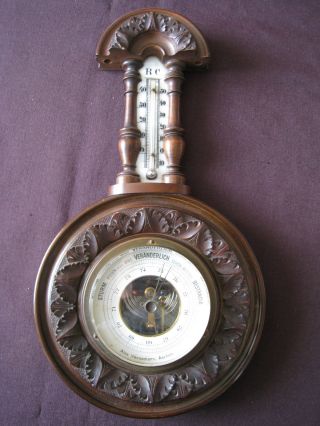 Altes Barometer M.  Thermometer Aus Den 1920er Jahren Bild