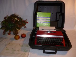 Privileg Schreibmaschine 310tr De Luxe Kirschrot Hartschalenkoffer Anltg.  Rot Bild
